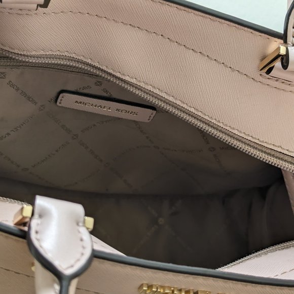 Rayne Medium Saffiano Leather Satchel (Powder Blush - Picture 7 of 8